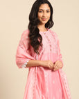 Pink Chanderi Kurta Set