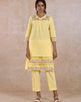 Yellow Embroidered Kurta Pant Set