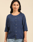 Indigo Printed A-line Top