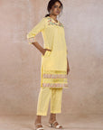 Yellow Embroidered Kurta Pant Set