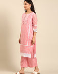 Pink Chanderi Kurta Set