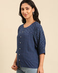 Indigo Printed A-line Top