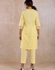 Yellow Embroidered Kurta Pant Set