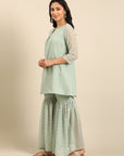 Mint Printed Chinon Kurta Set