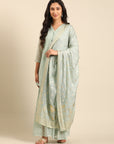 Mint Printed Chinon Kurta Set