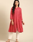 Fuchsia Printed Rayon A-Line Kurta