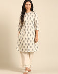 Off-White A-line Printed Kurta