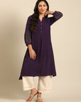 Lilac Solid Rayon A-Line Kurta