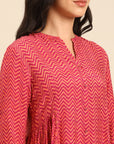 Fuchsia Printed Rayon A-Line Kurta