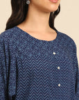 Indigo Printed A-line Top