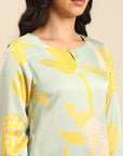 Mint Printed Straight Kurta Pant Set