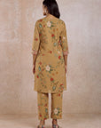 Mustard Yoke Embroidered Kurta Set with Dupatta