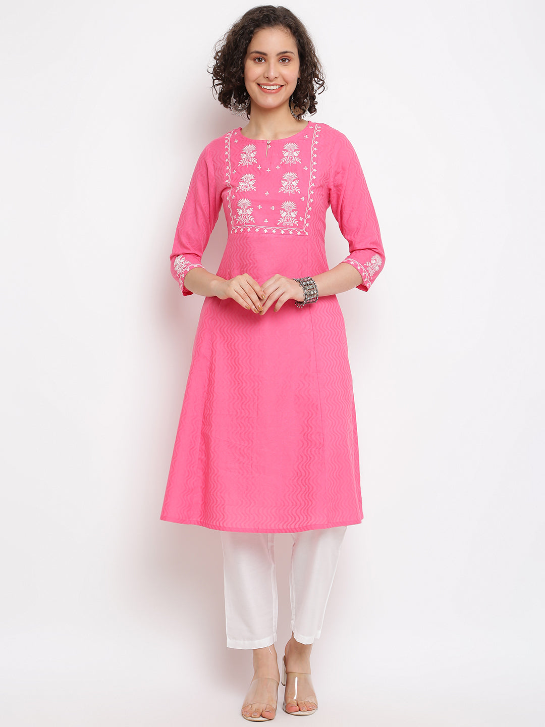 Block Floral Pink Kurta