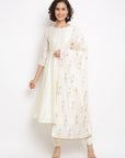 Off-white Brocade Anarkali Set