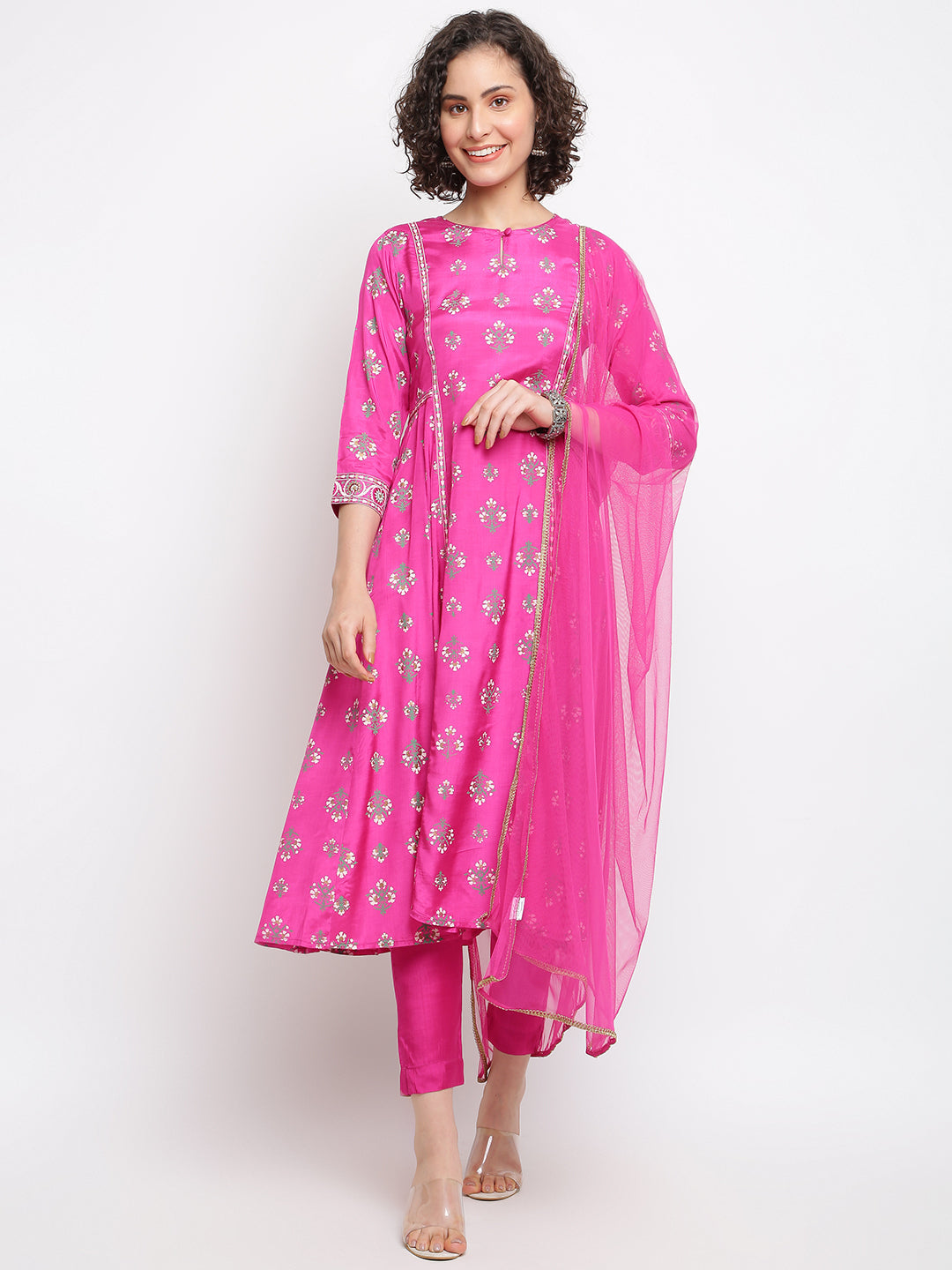 Printed Pink  Anarkali Suit