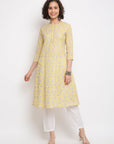 Block Floral Yellow Kurta