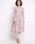 Block Pink Floral Kurta