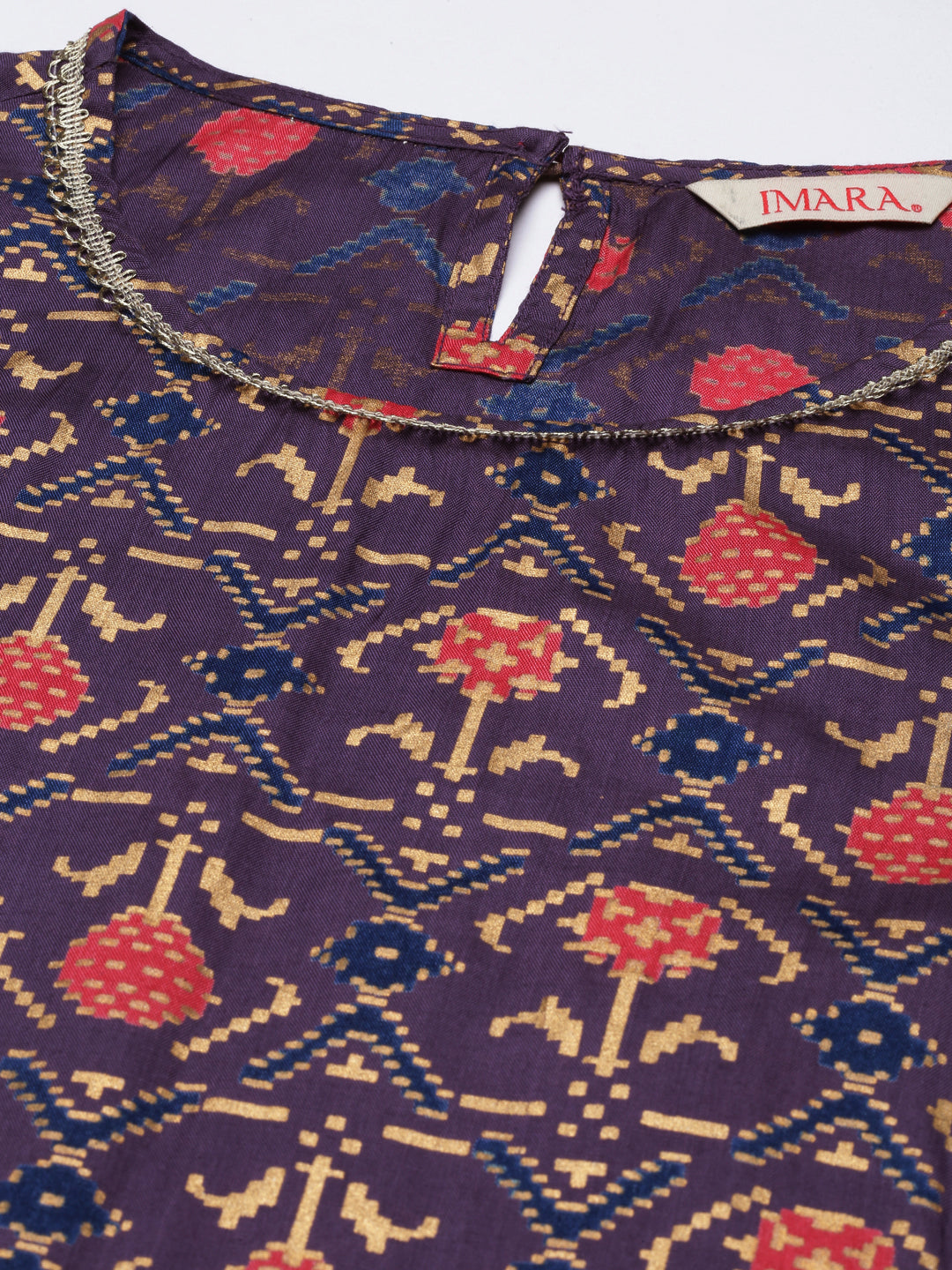 Violet Printed Kurta Dhoti Pant Set