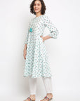 Floral Printed Blue Kurta