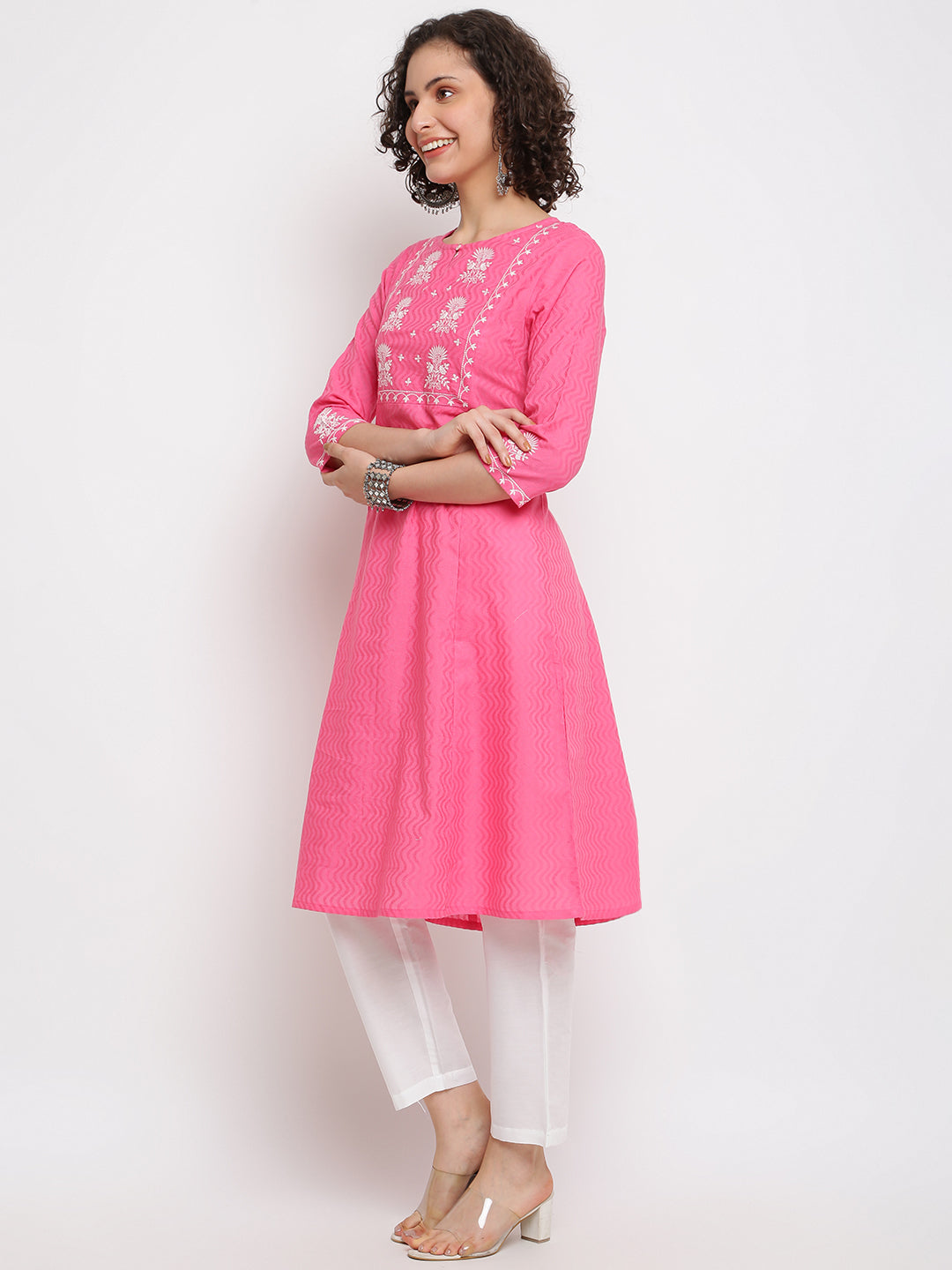 Block Floral Pink Kurta