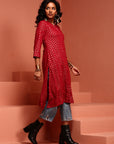 Fuchsia Printed Asymmetric Kurta