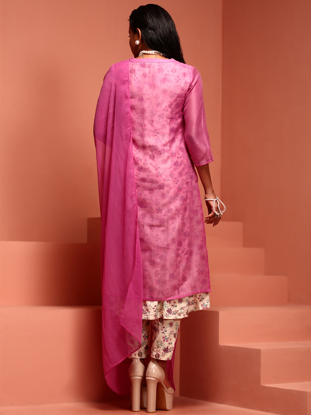 Pink Solid Kurta Set