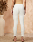 Offwhite Solid Cotton-Lycra Straight Pant