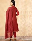 Red Floral Embroidered Kurta Set