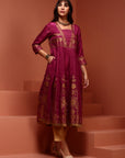 Pink Kalidar Printed Shantoon Kurta