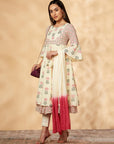 Off-White Printed Anarkali Kurta Set