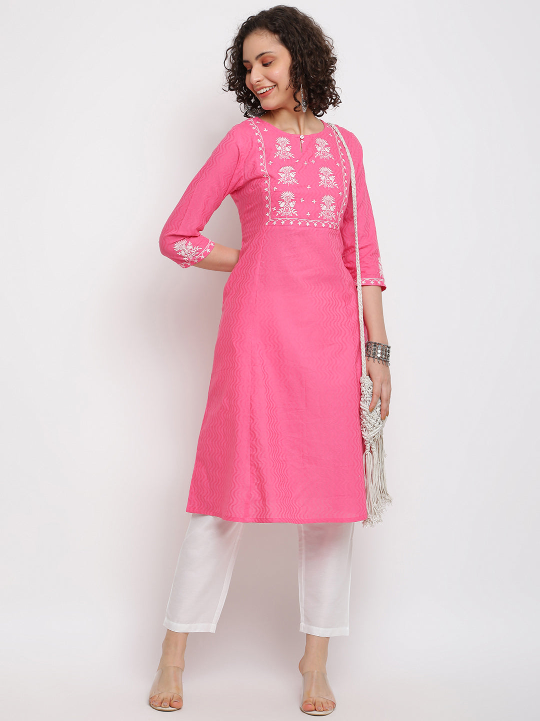 Block Floral Pink Kurta