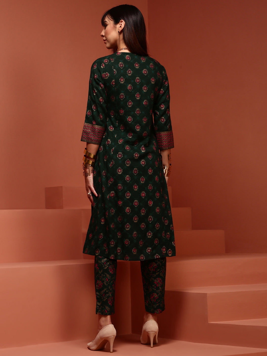 Green A line Kurta Set