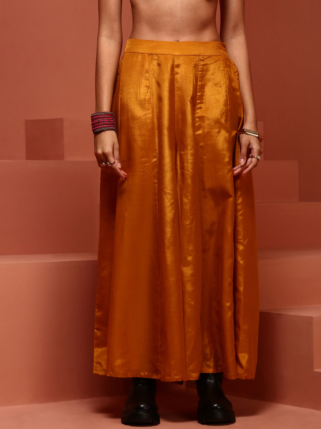 Mustard A Line Kurta Palazzo Set