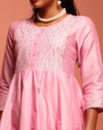 Light Pink Kalidar Embroidered Kurta Set