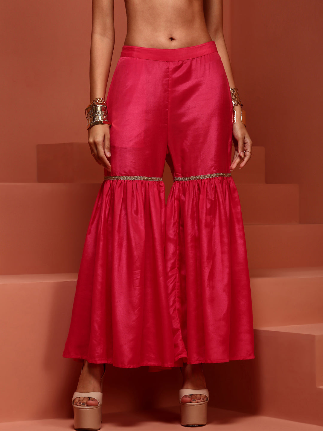 Fuchsia Chanderi Jaquard A-line Kurta Set